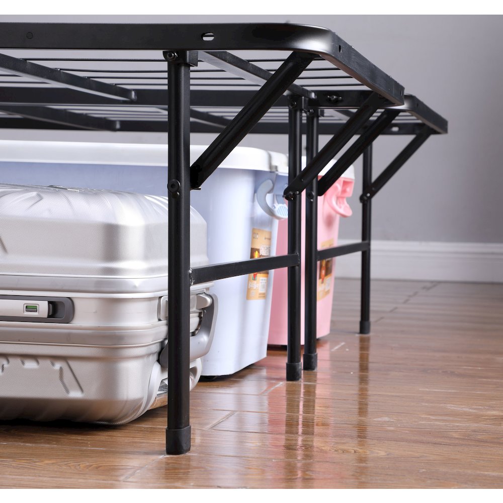Mabel Metal Queen Mattress Support Platform Bed Black. Picture 9