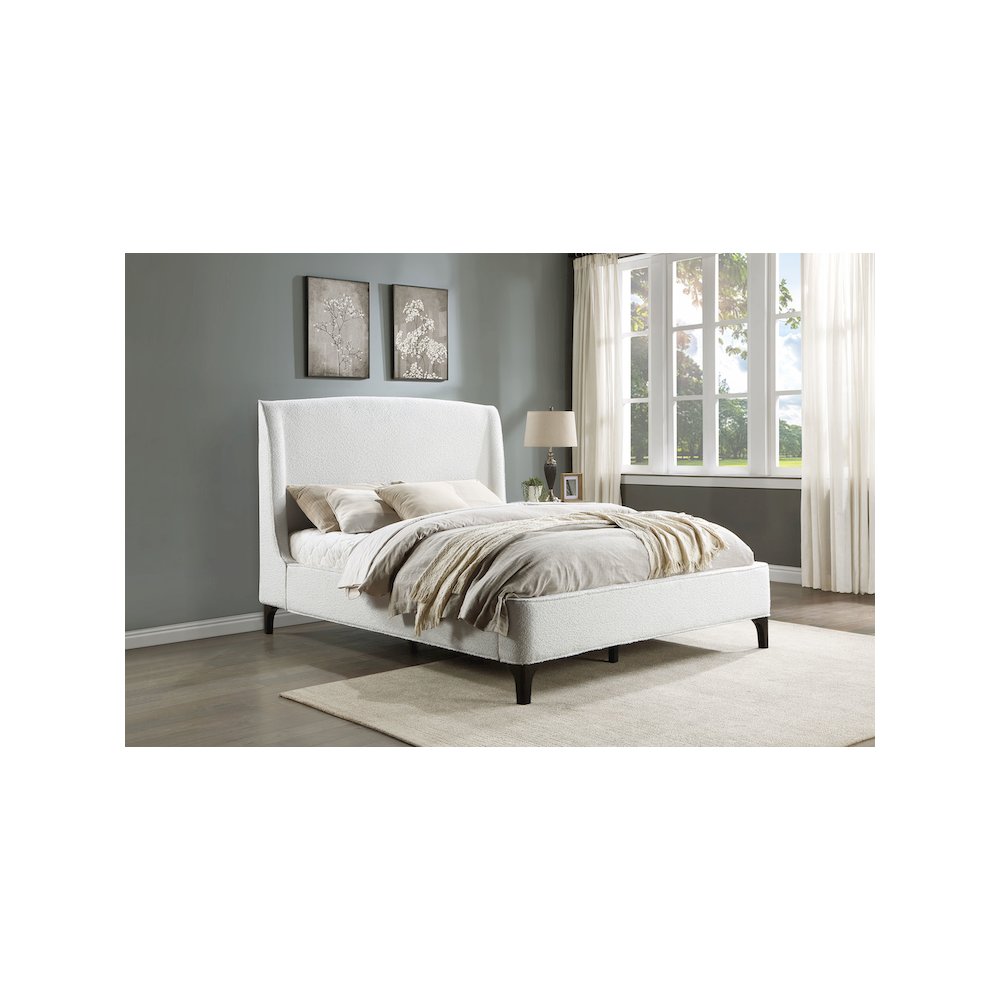 Mosby Upholstered Eastern King Wingback Bed Snow. Picture 11