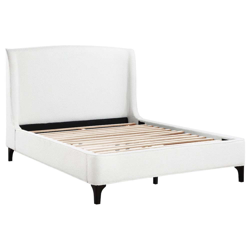 Mosby Upholstered Queen Wingback Bed Snow. Picture 1