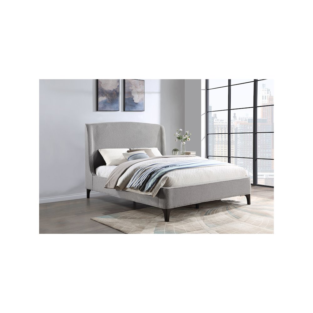Mosby Upholstered Eastern King Wingback Bed Grey. Picture 11