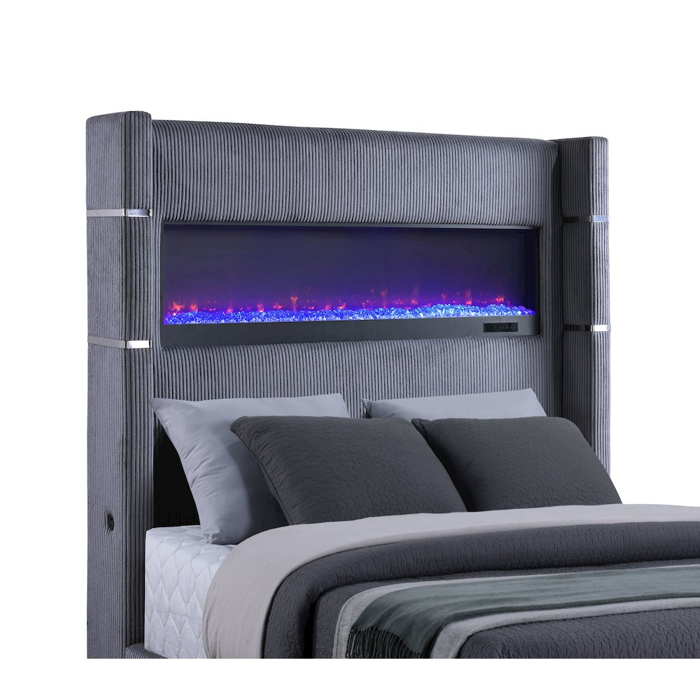 Tisdall 67-inch Upholstered Cal King Fireplace Bed Grey. Picture 7