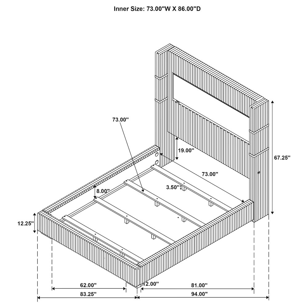 Tisdall 67-inch Upholstered Cal King Fireplace Bed Grey. Picture 9