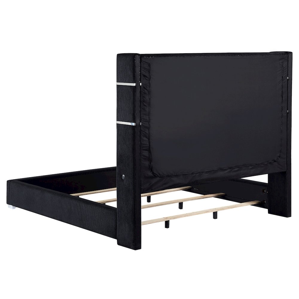 Tisdall 67-inch Upholstered Eastern King Fireplace Bed Black. Picture 4