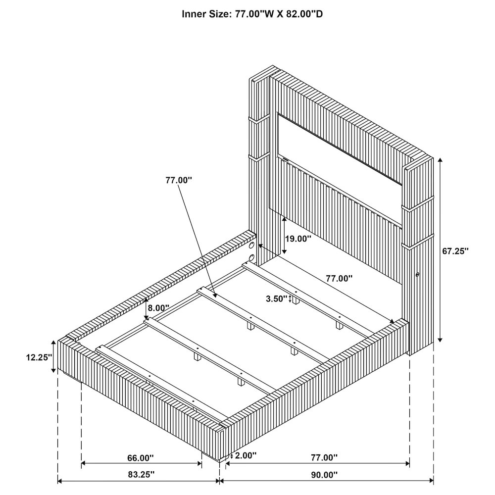 Tisdall 67-inch Upholstered Eastern King Fireplace Bed Black. Picture 9