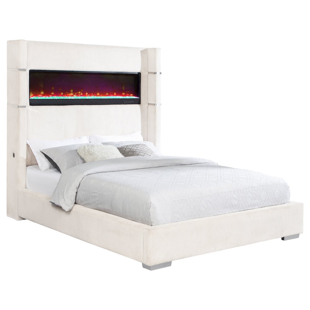 Tisdall 67-inch Upholstered Queen Fireplace Bed Cream. Picture 3