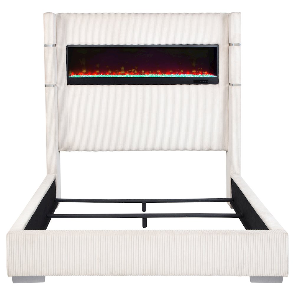 Tisdall 67-inch Upholstered Queen Fireplace Bed Cream. Picture 4