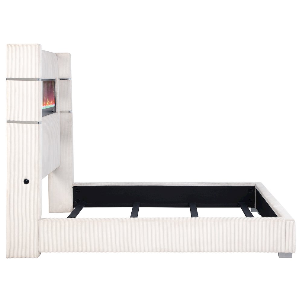 Tisdall 67-inch Upholstered Queen Fireplace Bed Cream. Picture 6