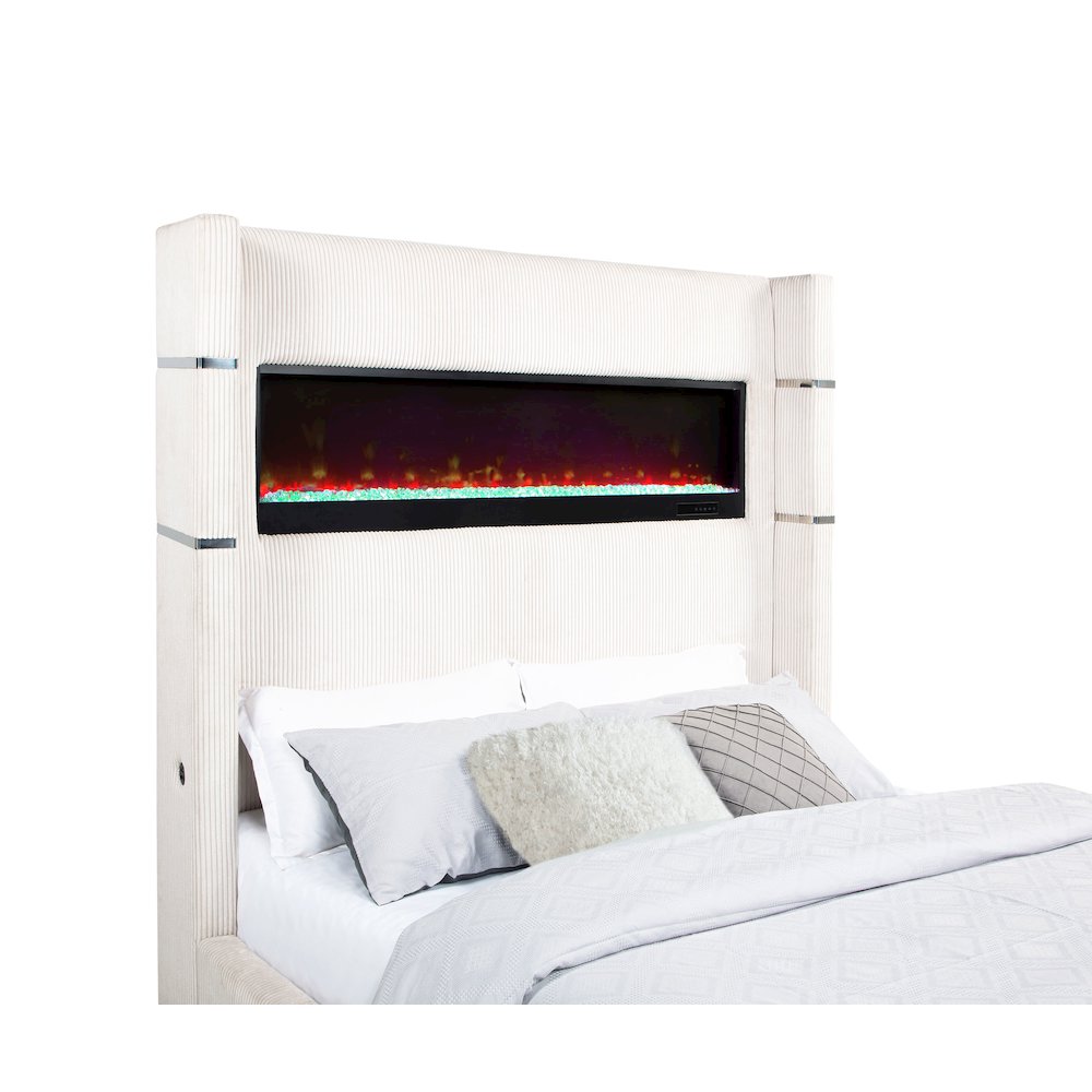Tisdall 67-inch Upholstered Queen Fireplace Bed Cream. Picture 7
