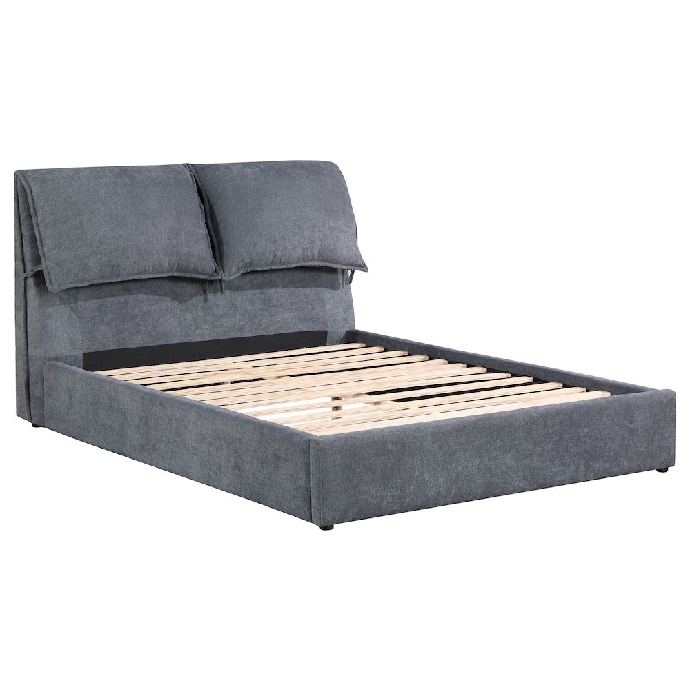 Laurel Upholstered Eastern King Panel Bed Dark Grey. Picture 1