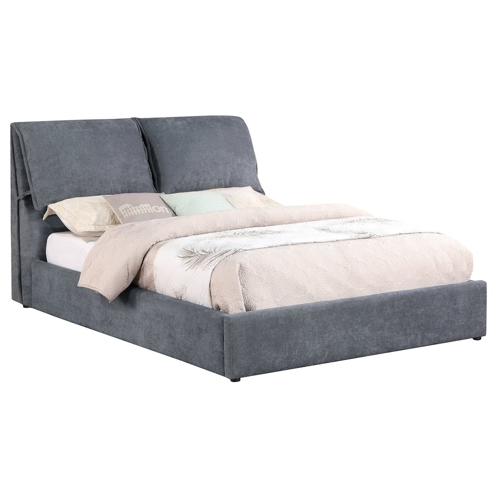 Laurel Upholstered Eastern King Panel Bed Dark Grey. Picture 3
