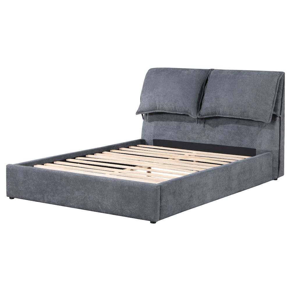 Laurel Upholstered Eastern King Panel Bed Dark Grey. Picture 4