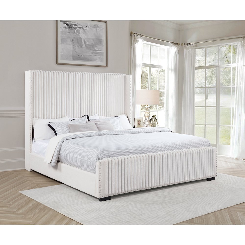 Natasha 65-inch Upholstered California King Bed Cream. Picture 7