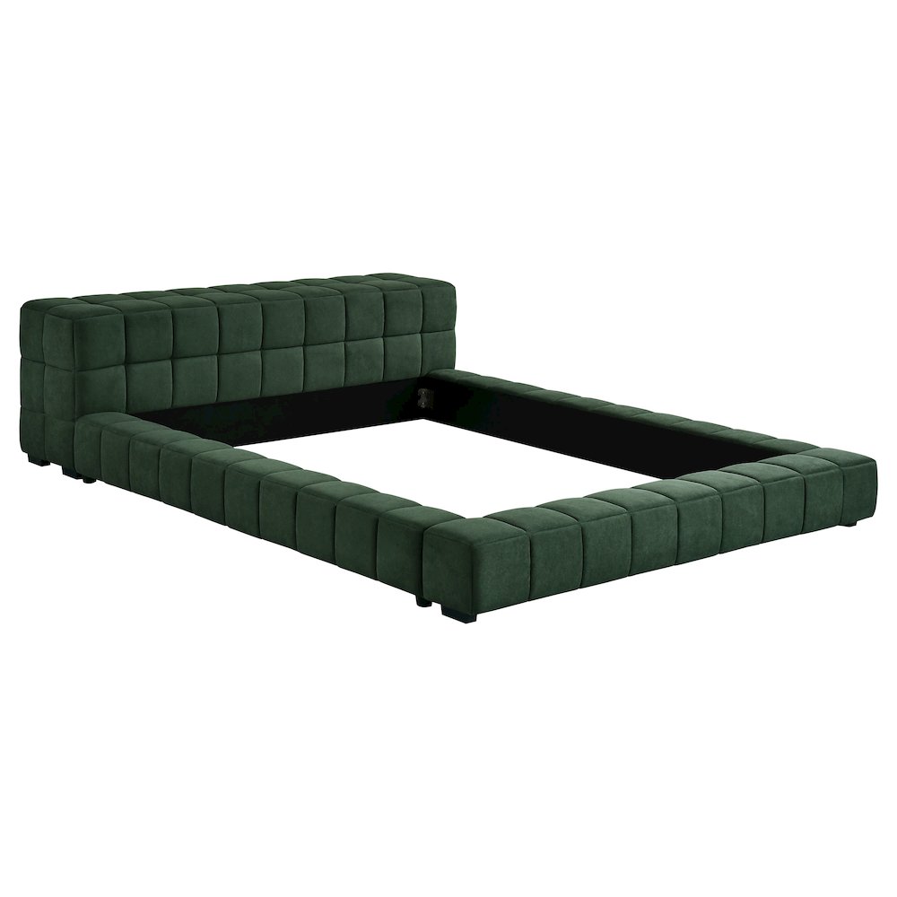Trinity Upholstered Eastern King Platform Bed Green. Picture 1