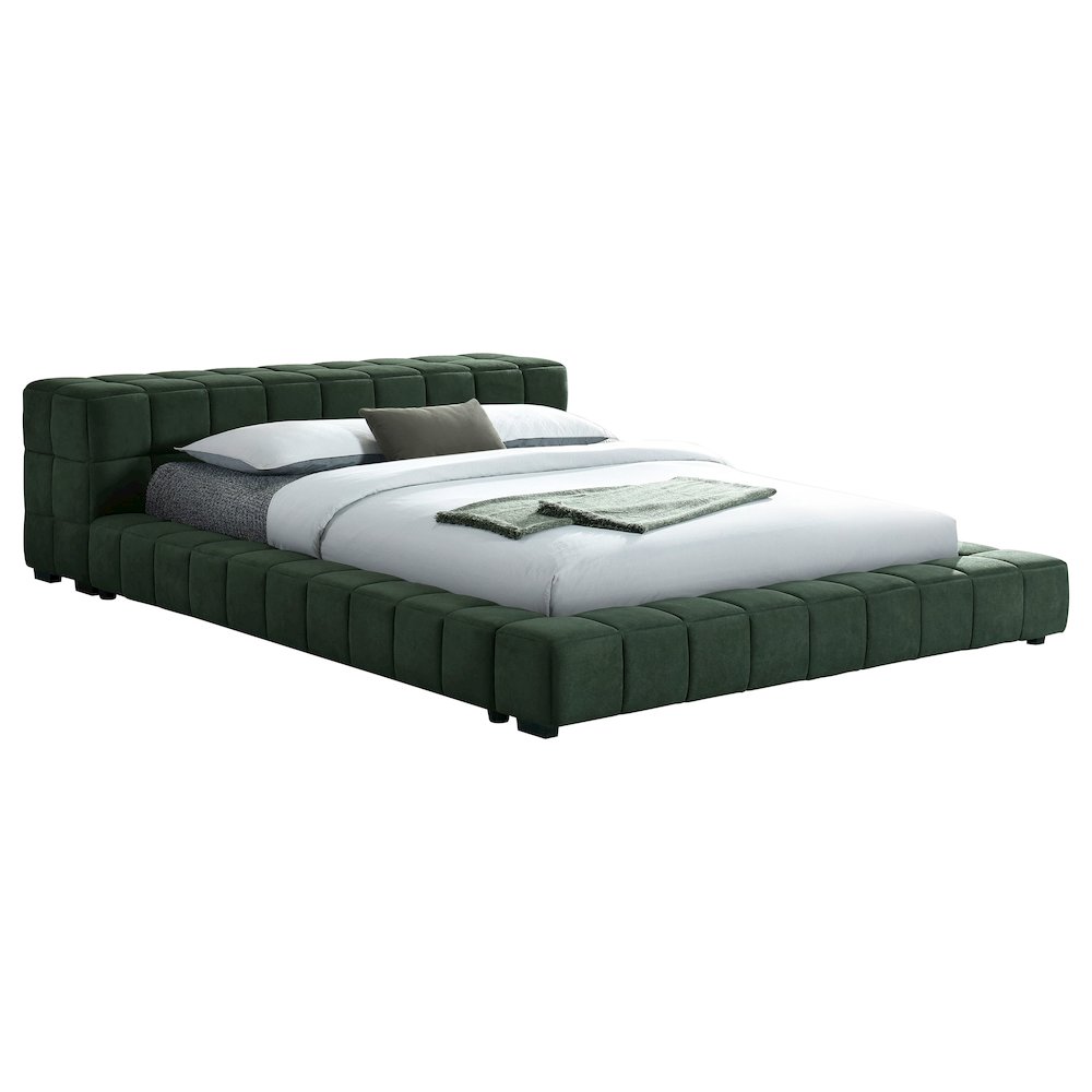 Trinity Upholstered Eastern King Platform Bed Green. Picture 3