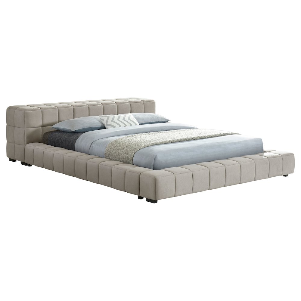 Trinity Upholstered Full Platform Bed Light Taupe. Picture 3
