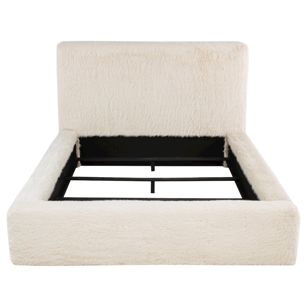 Rebecca Faux Fur Upholstered Eastern King Bed Cream. Picture 4