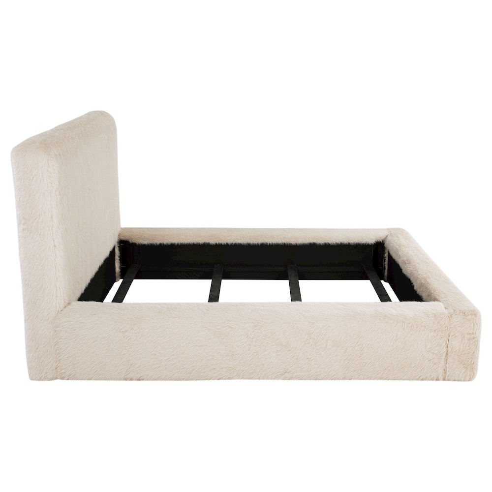 Rebecca Faux Fur Upholstered Eastern King Bed Cream. Picture 6