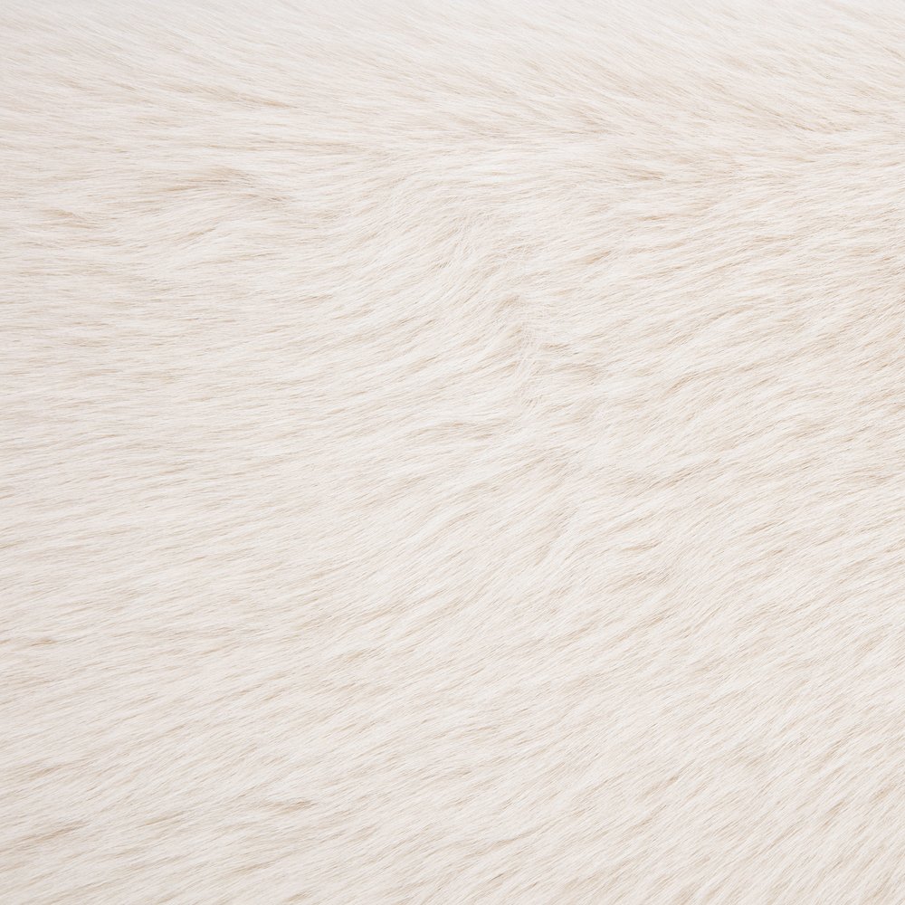 Rebecca Faux Fur Upholstered Queen Bed Cream. Picture 8