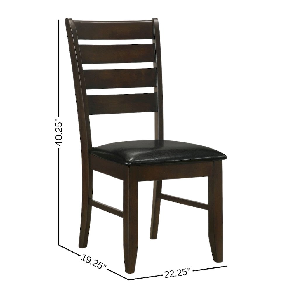 Brown Dining Chair Set of 2, Ladder Back, Upholstered Seat Kitchen Chairs. Picture 9