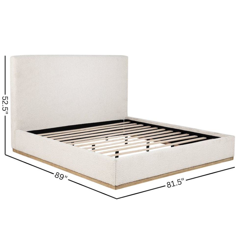 Beige King Size Upholstered Bed Frame, Elegant Upholstered Bed Frame King. Picture 8