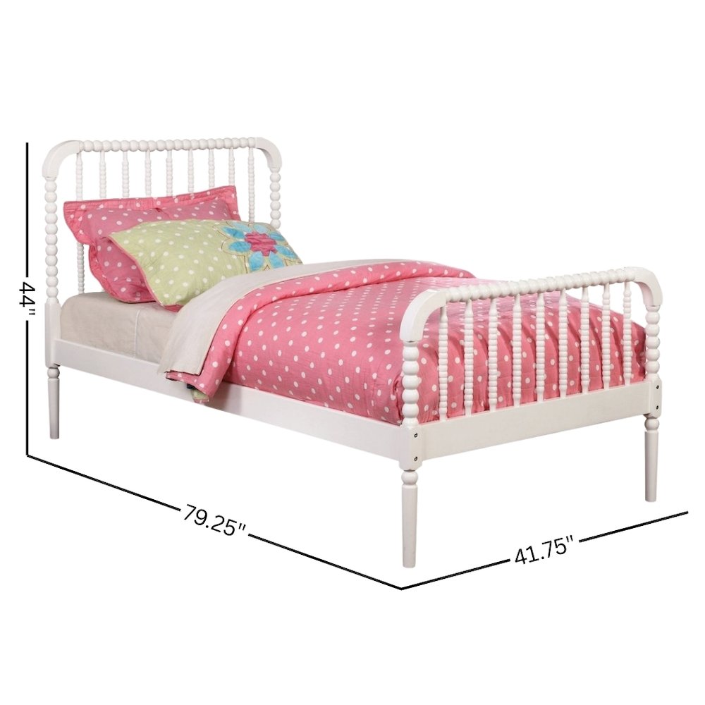 White Twin Bed Frame with Headboard - Classic Solid Wood Bed Frame. Picture 4