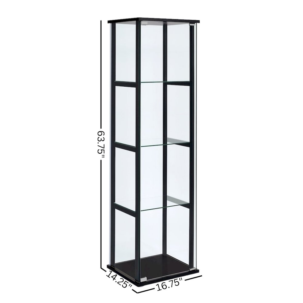 Black Glass Display Cabinet Curio Cabinet with Glass Doors and Shelves. Picture 7