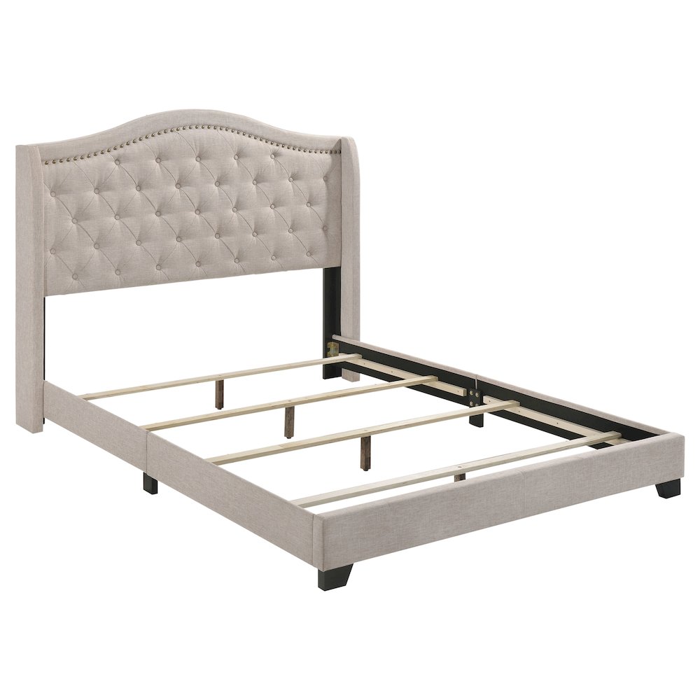 Sonoma Upholstered Eastern King Wingback Bed Beige. Picture 1