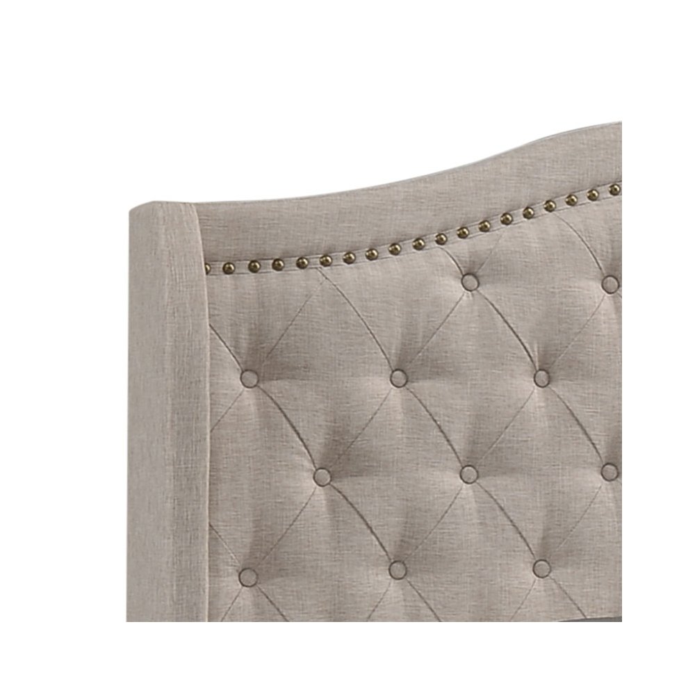 Sonoma Upholstered Queen Wingback Bed Beige. Picture 7