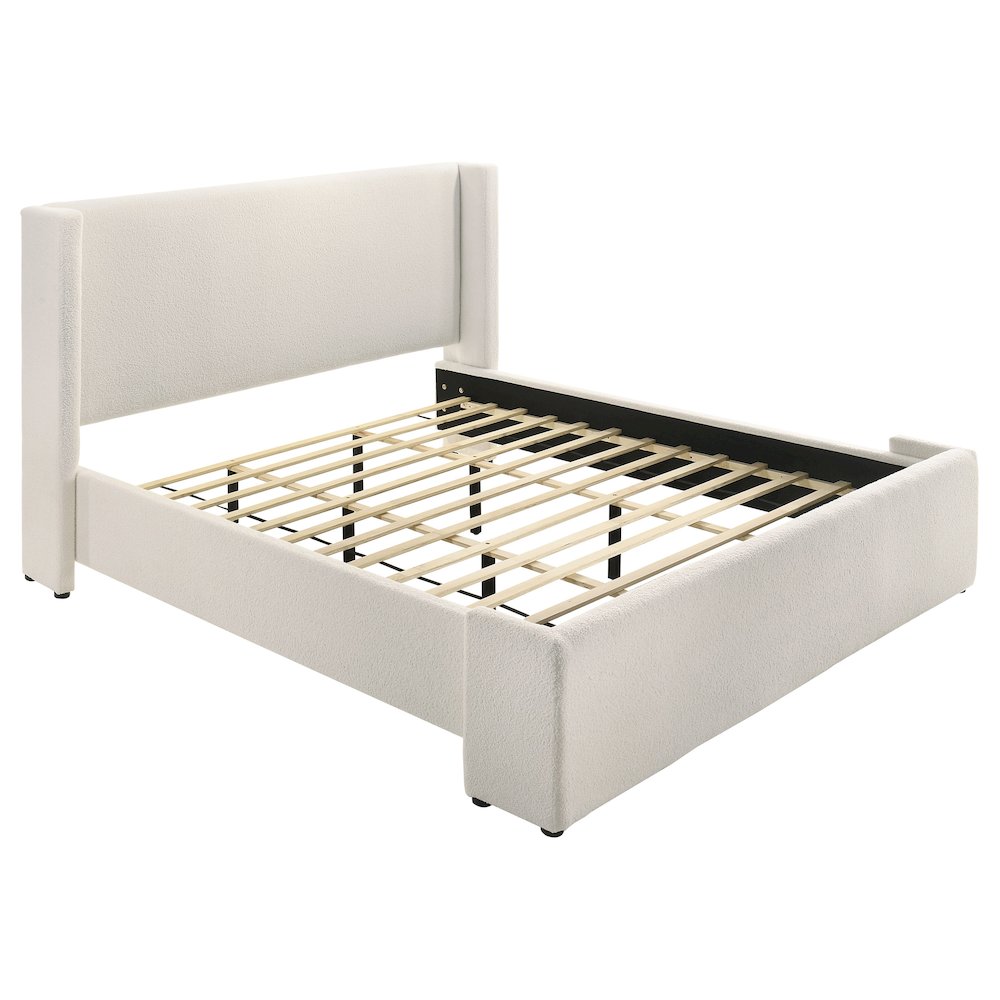 Alamosa Boucle Upholstered Eastern King Platform Bed White. Picture 1