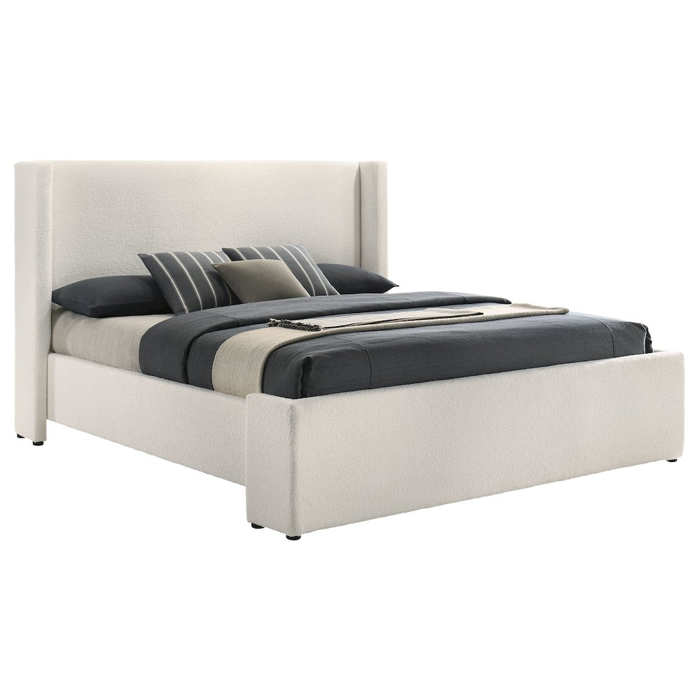 Alamosa Boucle Upholstered Eastern King Platform Bed White. Picture 3