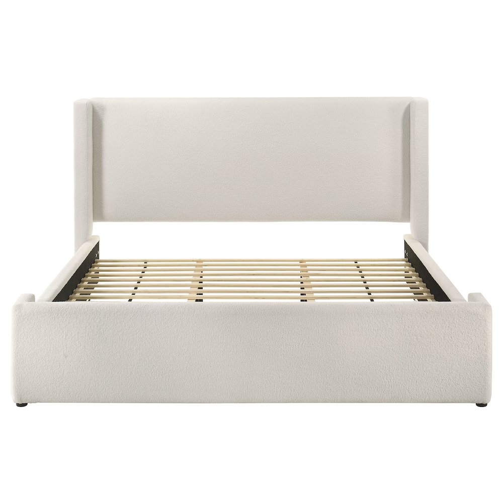 Alamosa Boucle Upholstered Eastern King Platform Bed White. Picture 4