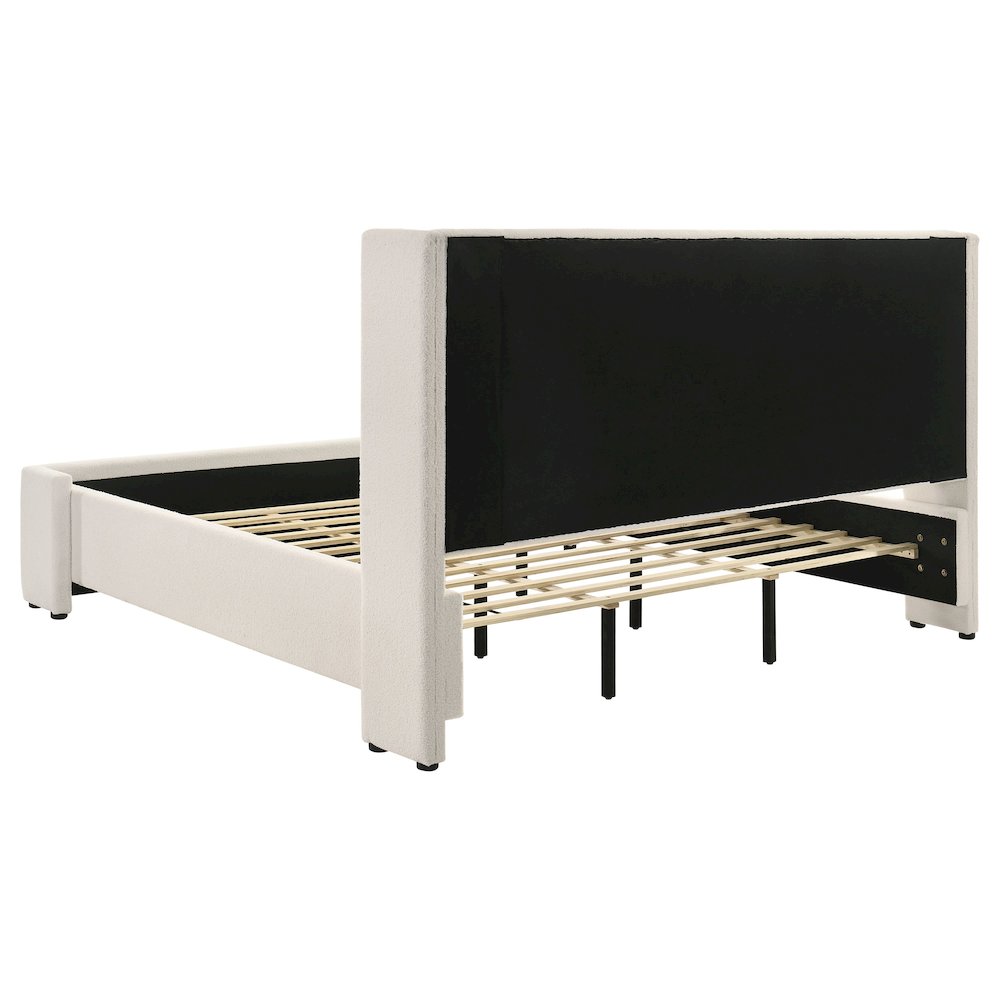 Alamosa Boucle Upholstered Eastern King Platform Bed White. Picture 5