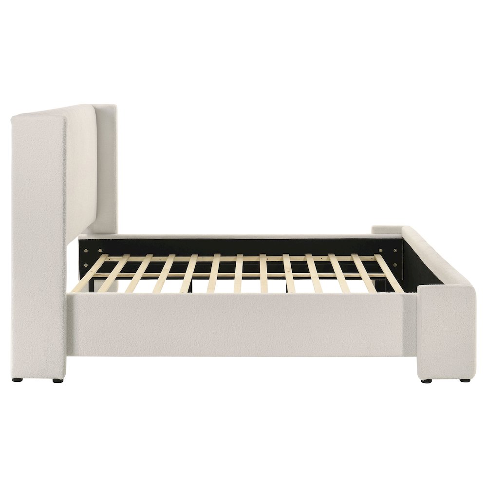 Alamosa Boucle Upholstered Eastern King Platform Bed White. Picture 6