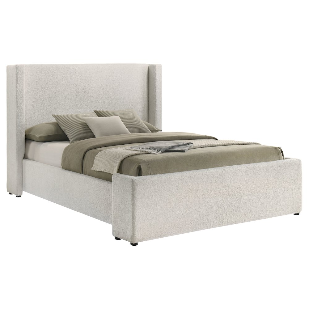 Alamosa Boucle Upholstered Queen Wingback Bed White. Picture 3