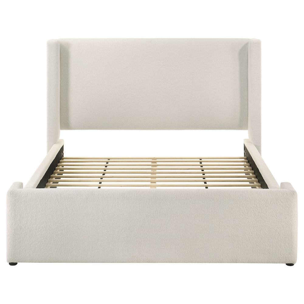 Alamosa Boucle Upholstered Queen Wingback Bed White. Picture 4