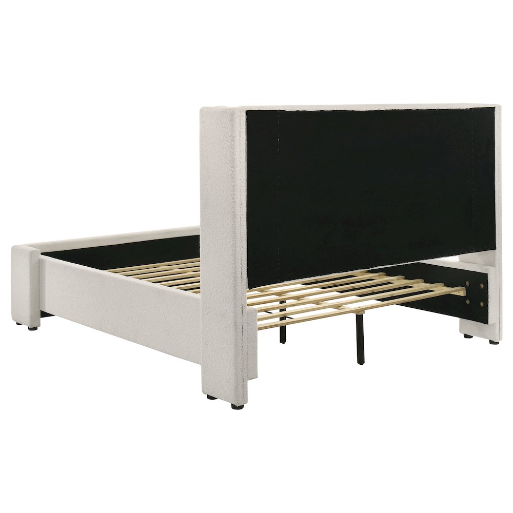 Alamosa Boucle Upholstered Queen Wingback Bed White. Picture 5