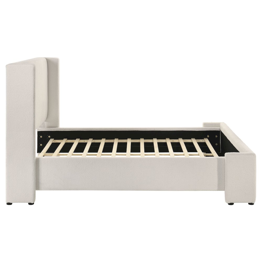 Alamosa Boucle Upholstered Queen Wingback Bed White. Picture 6