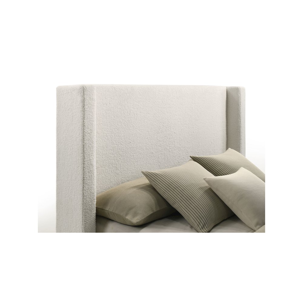 Alamosa Boucle Upholstered Queen Wingback Bed White. Picture 9