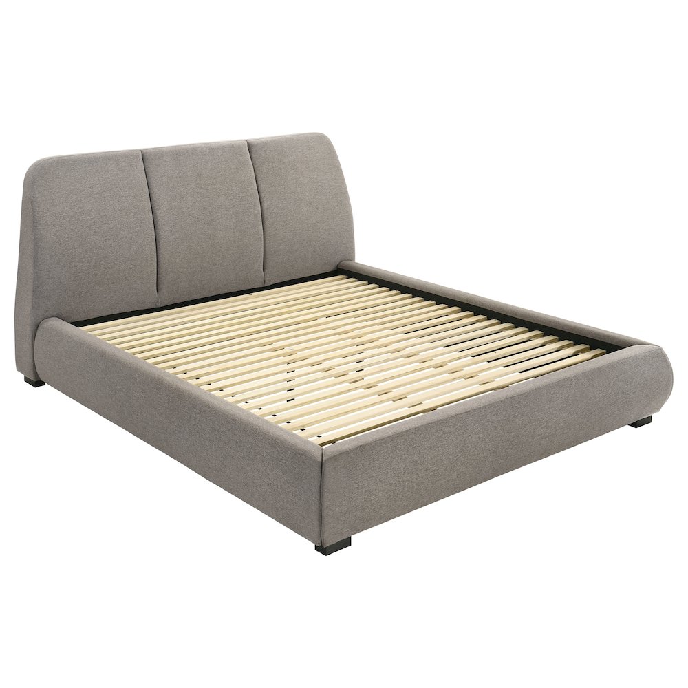 Mokena 46-inch Upholstered Eastern King Platform Bed Taupe. Picture 1