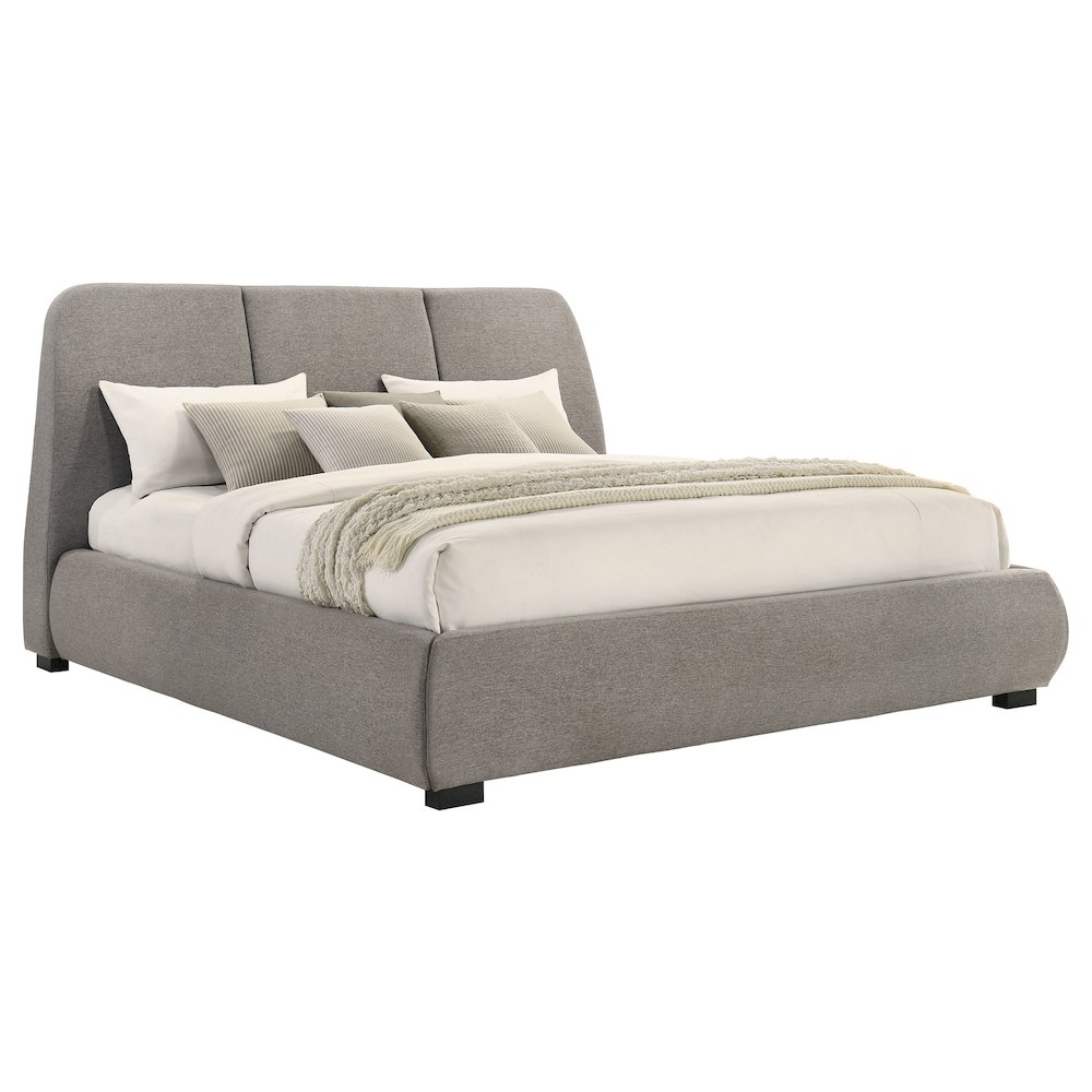 Mokena 46-inch Upholstered Eastern King Platform Bed Taupe. Picture 3