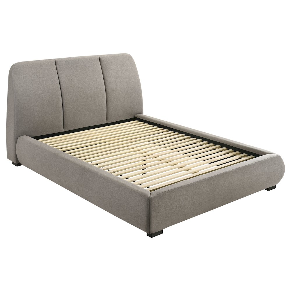Mokena 46-inch Upholstered California King Platform Bed Taupe. Picture 1