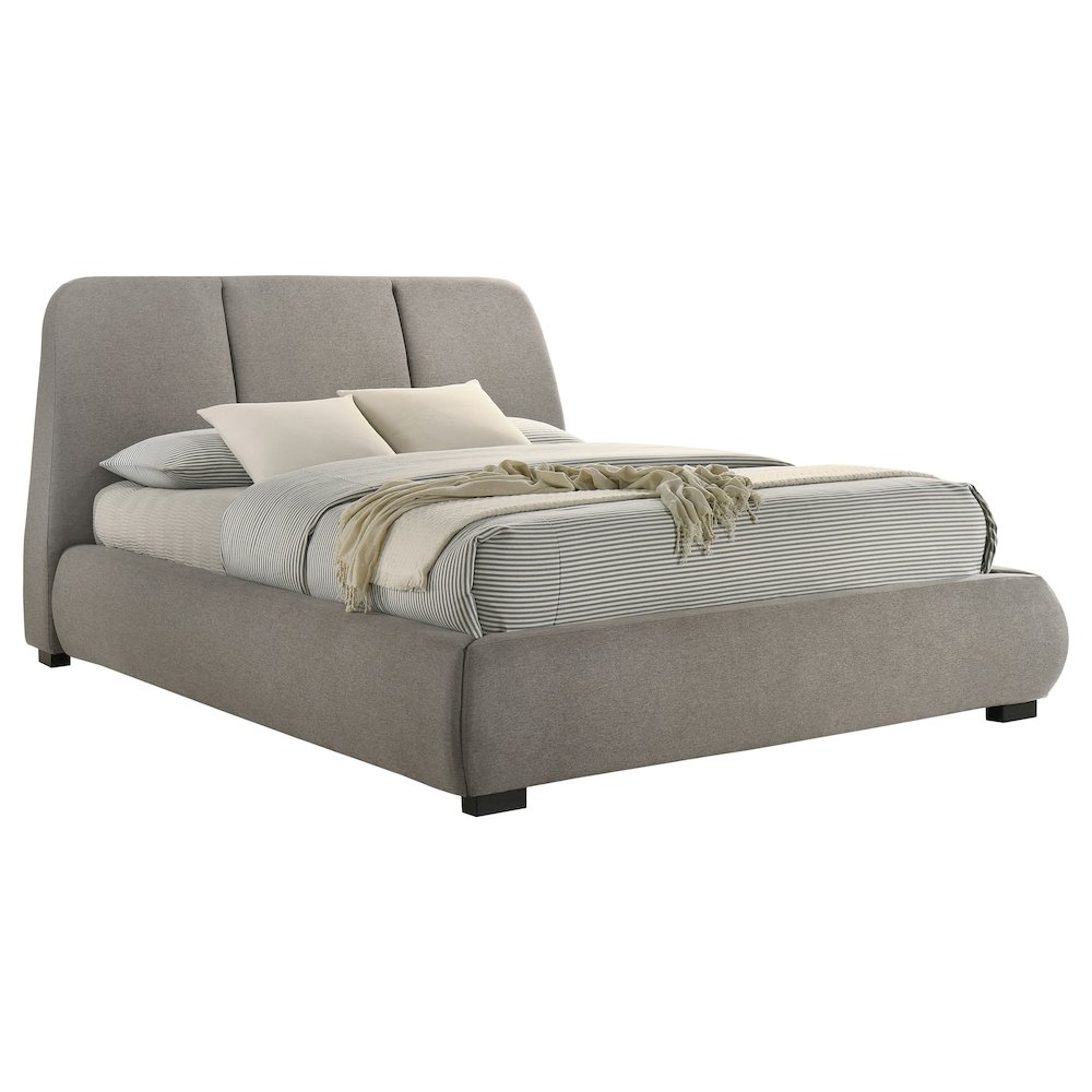 Mokena 46-inch Upholstered Queen Platform Bed Taupe. Picture 3