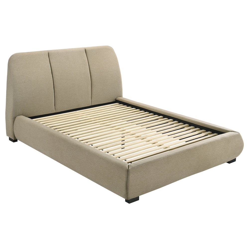 Mokena 46-inch Upholstered Queen Platform Bed Brown. Picture 1