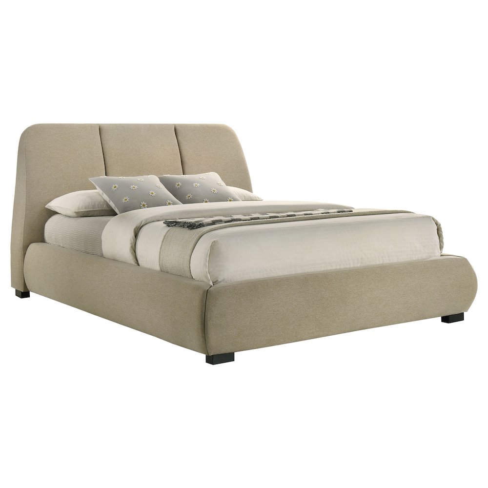 Mokena 46-inch Upholstered Queen Platform Bed Brown. Picture 3