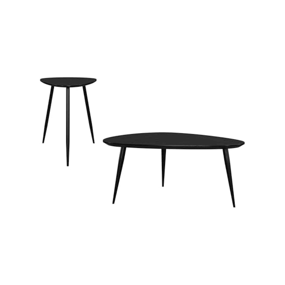 Odessa 2-piece Triangular Coffee and End Table Set Black. Picture 1