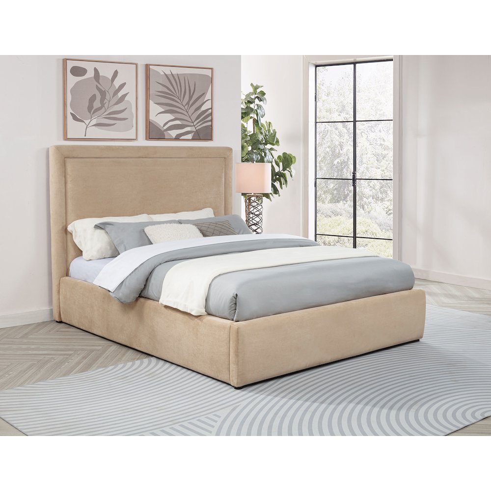 Lawson 55-inch Upholstered Queen Platform Bed Light Saddle. Picture 2