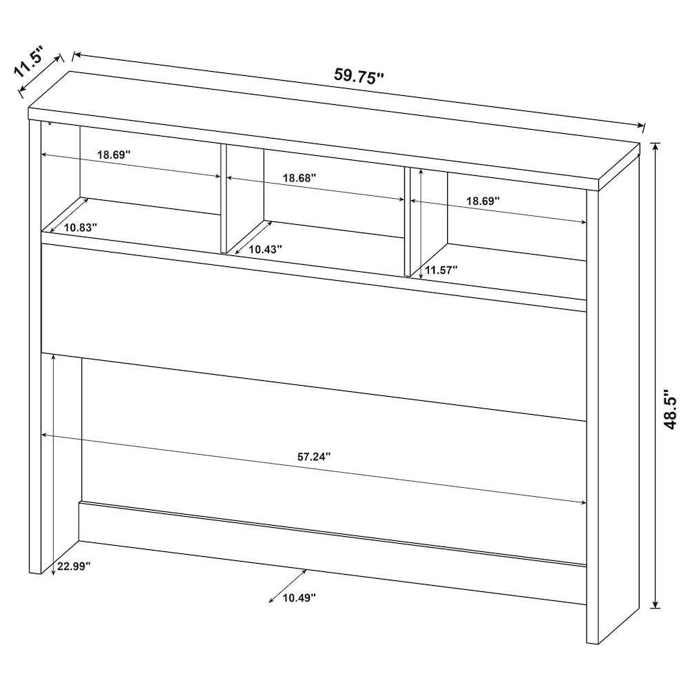 Westpark 49-inch Queen Bookcase Headboard Black. Picture 8