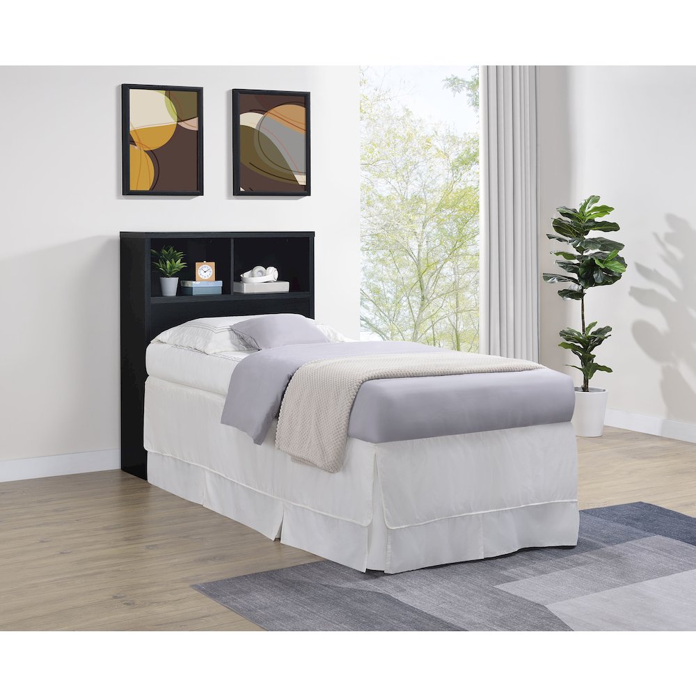 Westpark 49-inch Twin Bookcase Headboard Black. Picture 2