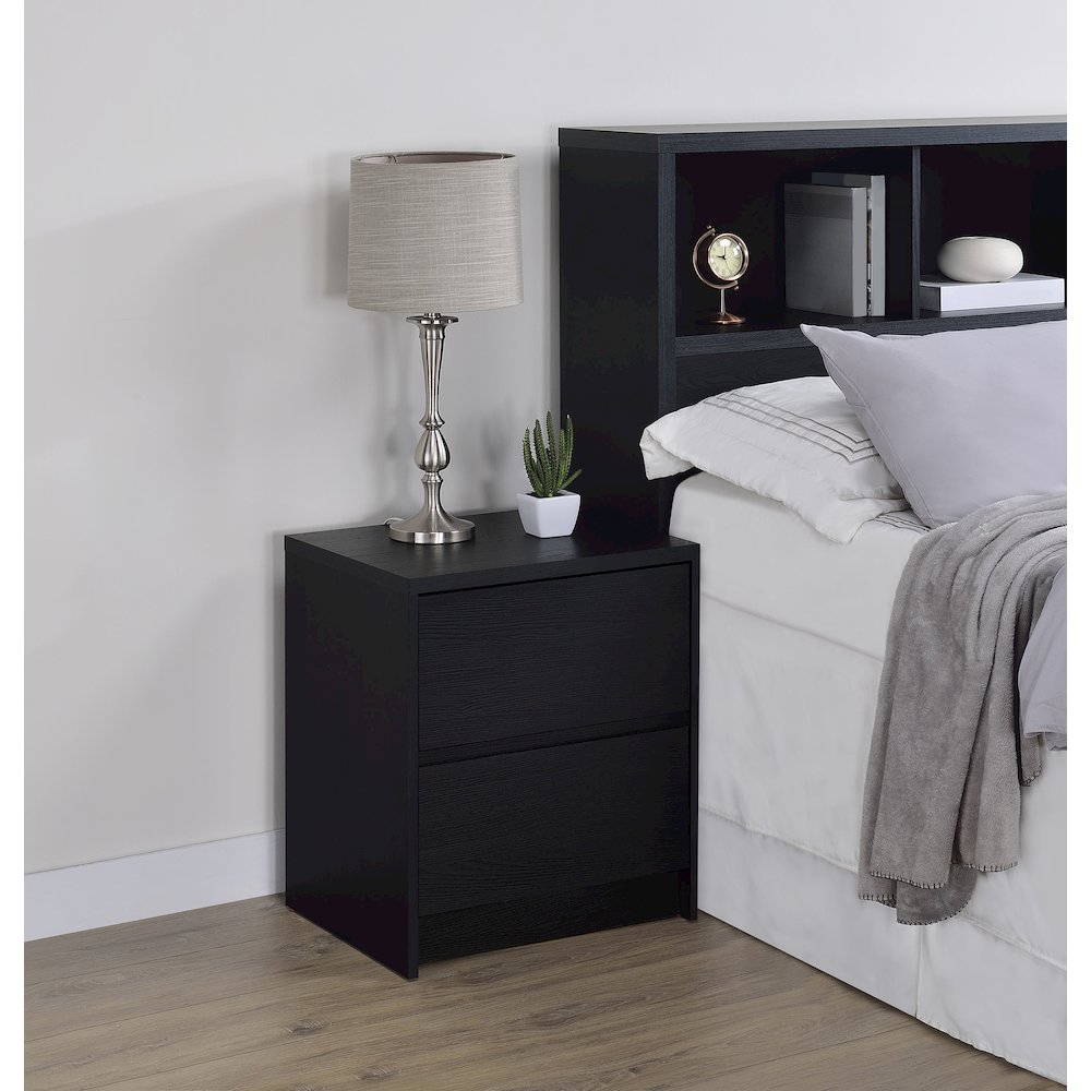 Westpark 2-drawer Nightstand LED Lights and USB Black. Picture 2