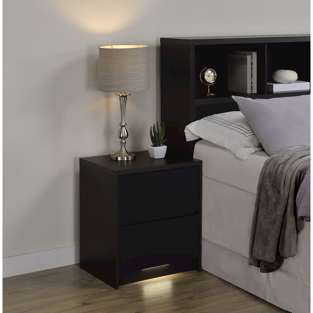 Westpark 2-drawer Nightstand LED Lights and USB Black. Picture 3